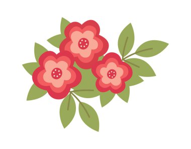 Yaprak Vektörü İllüstrasyonlu Çiçekler