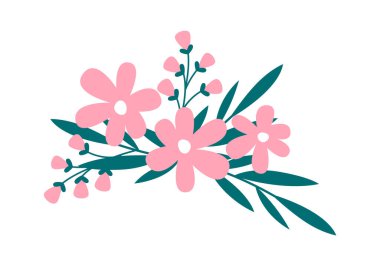 Yaprak Vektörü İllüstrasyonlu Çiçekler