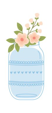 Kavanoz ve Çiçek Vektör İllüstrasyonu