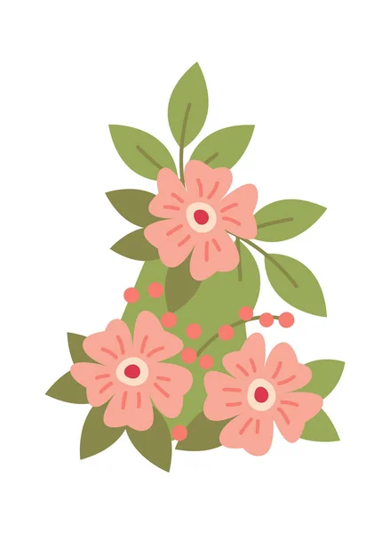 葉を持つ花 ベクトルイラスト — ストックベクタ