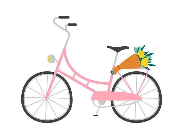 Fahrrad Mit Blumenstrauß Vektor Illustration — Stockvektor