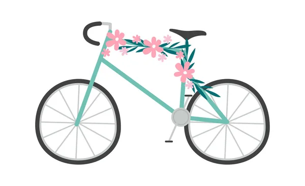 Fahrrad Mit Blumen Vektor Illustration — Stockvektor
