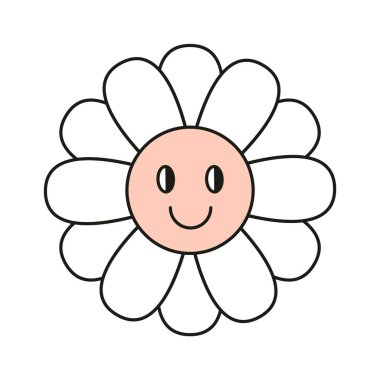 Gülümseyen Çiçek Karakteri Vektör İllüstrasyonu