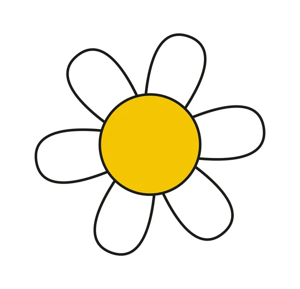 Lined Daisy Flower Head Vector Illustration — Stock Vector