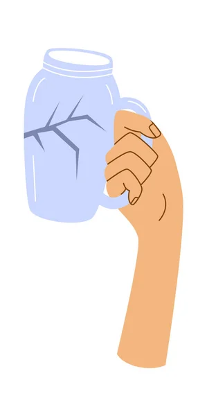Hand Holding Broken Cup Vector Illustratie — Stockvector