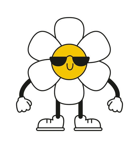Blumenfigur Mit Sonnenbrille Vector Illustration — Stockvektor