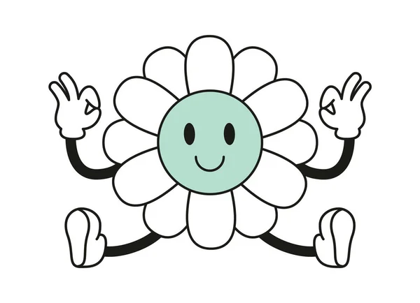 Καθιστός Χαρακτήρας Λουλούδι Εικονογράφηση Διάνυσμα — Διανυσματικό Αρχείο
