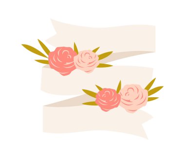 Gül Çiçeği Sancak Vektörü İllüstrasyonu