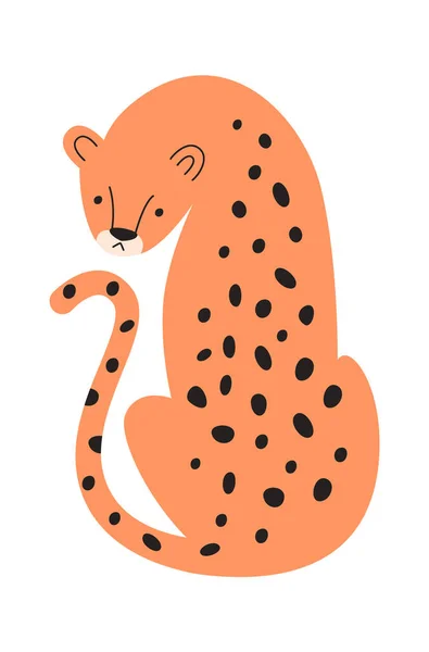 Sentado Leopardo Animal Vector Ilustración — Vector de stock