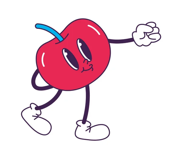 Cherry Berry Personagem Vetor Ilustração — Vetor de Stock