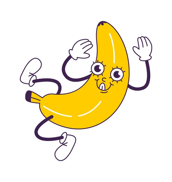 Ilustração Vetor Caráter Fruta Banana — Vetor de Stock