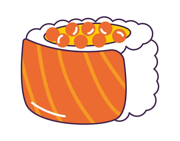 Rotolo Sushi Con Illustrazione Vettoriale Salmone Caviale — Vettoriale Stock