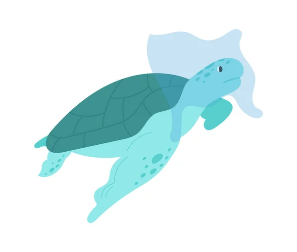 Schildpadden Lijden Aan Afvalvectorillustratie — Stockvector