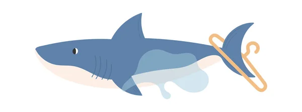 Žralok Trpí Odpadu Vektorové Ilustrace — Stockový vektor