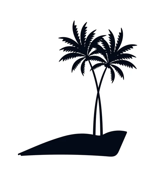 Illustration Vectorielle Silhouette Palmiers Sur Plage — Image vectorielle
