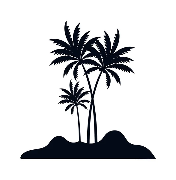 泳滩上的棕榈剪影矢量图解 — 图库矢量图片