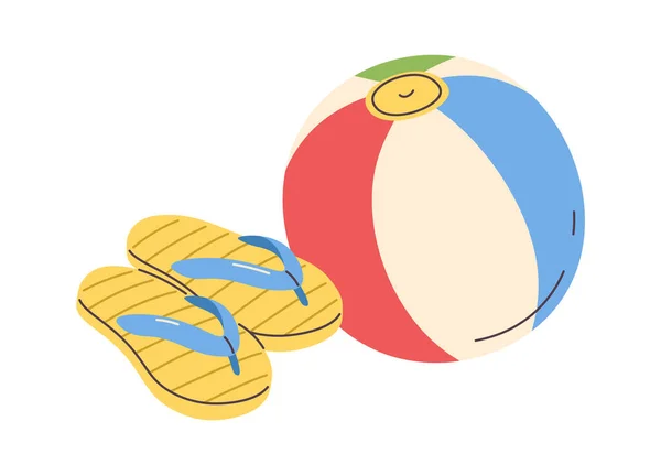 Slippers Beach Ball Vector Illustration - Stok Vektor