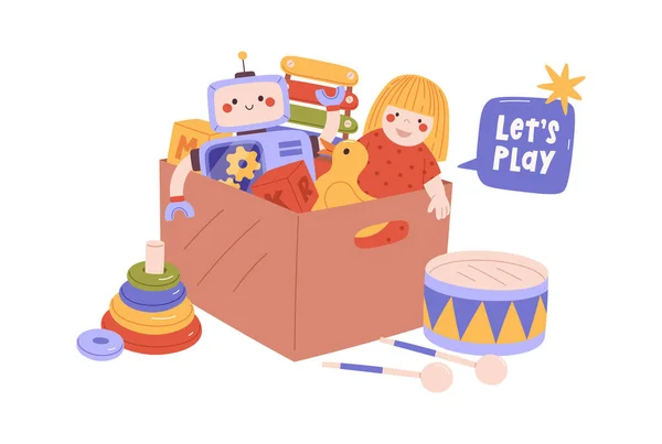 Κουτί Παιδική Εικονογράφηση Διάνυσμα Παιχνιδιών — Διανυσματικό Αρχείο