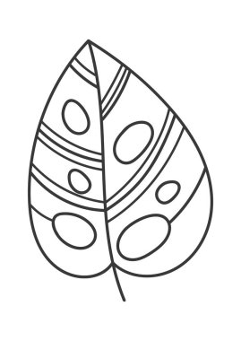 Lined Tropikal Yaprak Vektörü İllüstrasyonu