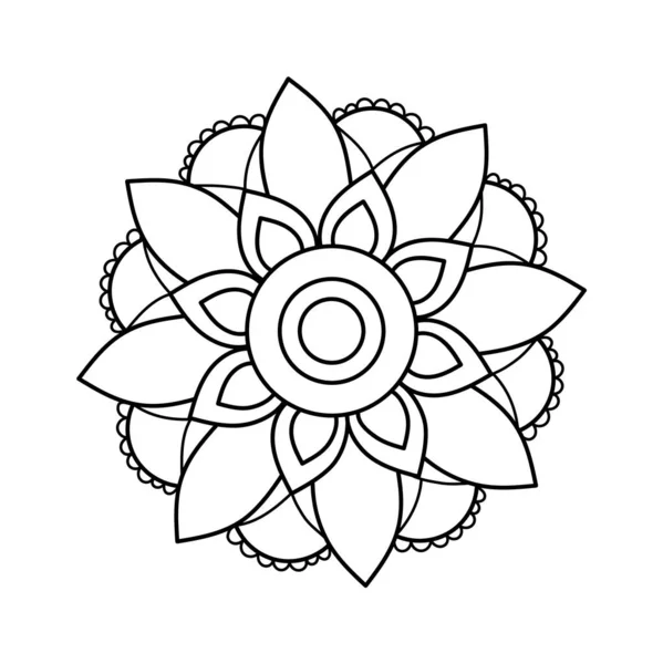 Mandala Lined Flower Vector Illustration — Stock Vector