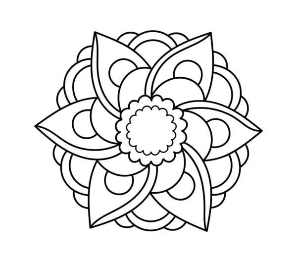 Mandala Lined Flower Vector Illustration — Stock Vector
