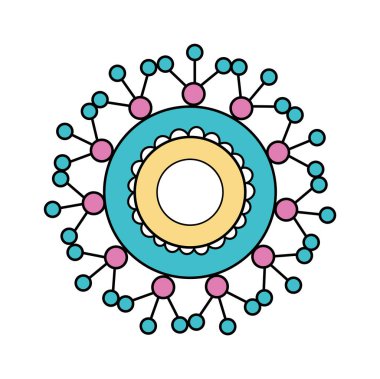 Mandala Çiçek Sembol Vektörü İllüstrasyonu