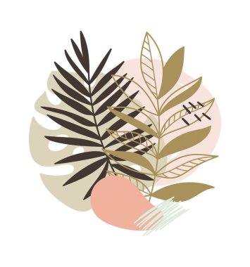 Tropikal Bitkiler Buket Vektörü İllüstrasyonu