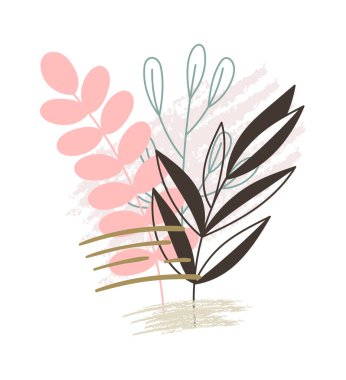 Çiçek Bitkileri Buket Vektörü İllüstrasyonu