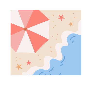 Deniz Sahili Peyzajı Arkaplan Vektörü İllüstrasyonu