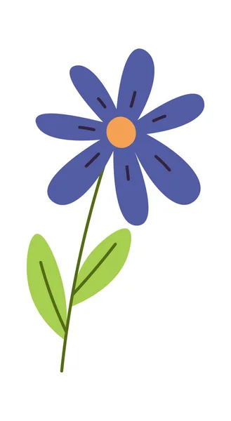 Blume Mit Blättern Vektor Illustration — Stockvektor