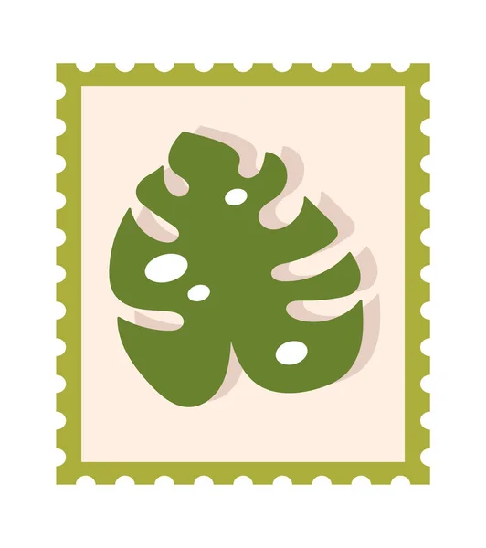 Tropisch Blad Postzegel Vector Illustratie — Stockvector