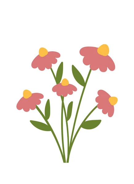 Divoké Květy Květinové Kytice Vektorové Ilustrace — Stockový vektor
