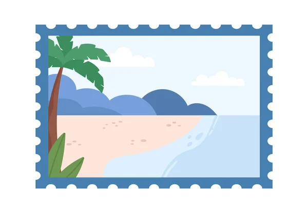 Vector Sello Postal Playa Ilustración — Vector de stock