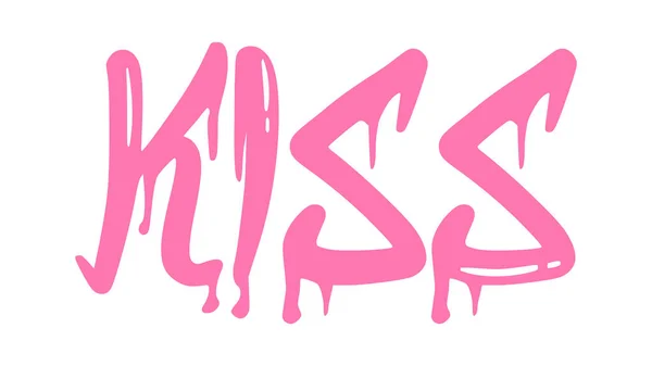 Kiss Lettering Street Graffiti Vector Illustration — Stockový vektor