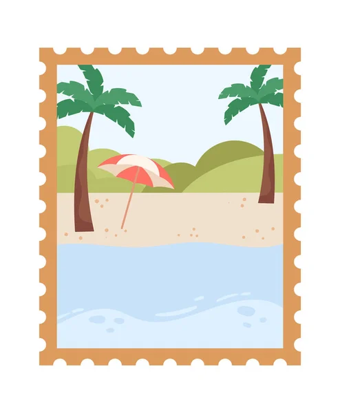 Vector Sello Postal Playa Ilustración — Archivo Imágenes Vectoriales