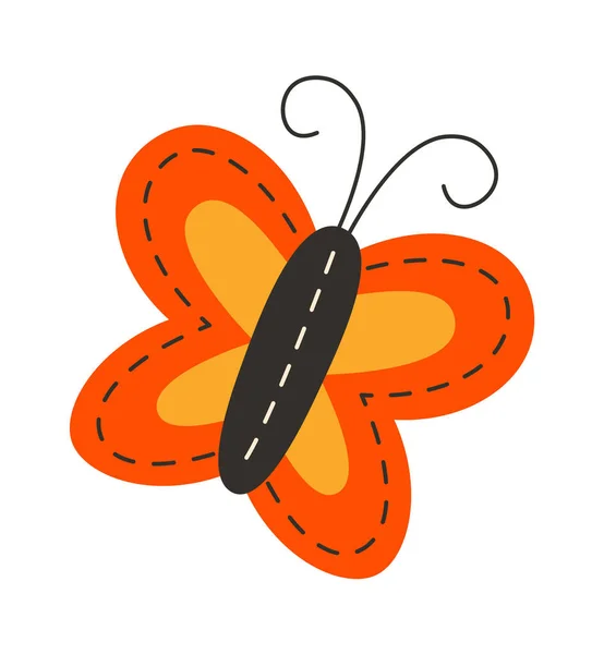 Patch Gestikte Vlinder Vector Illustratie — Stockvector