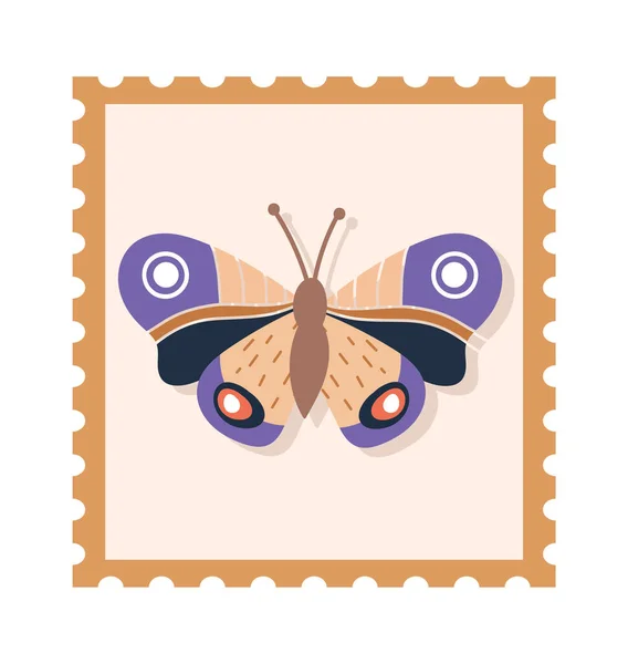Vlinder Postzegel Vector Illustratie — Stockvector