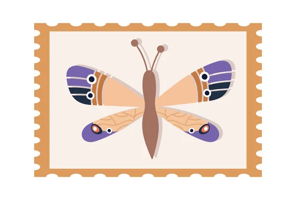 Schmetterling Briefmarken Vektor Illustration — Stockvektor