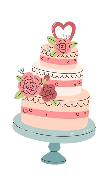 Wedding Cake Plate Vector Illustration — Stock Vector