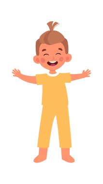 Mutlu Gülümseyen Çocuk Vektör İllüstrasyonu