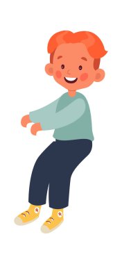 Gülümseyen Oturan Çocuk Vektör İllüstrasyonu