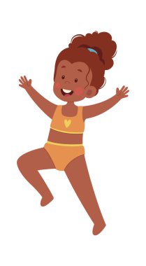 Mutlu atlama kız vektör çizim