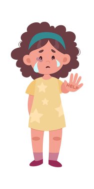 Ağlayan Kız Vektör İllüstrasyonu