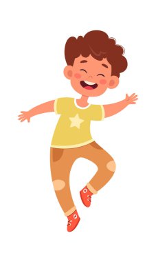 Zıplayan Çocuk Vektör İllüstrasyonu