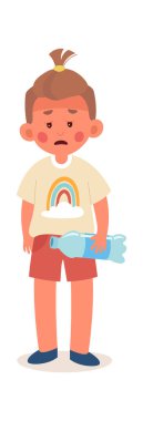 Su Şişesi Resimli Yorgun Çocuk