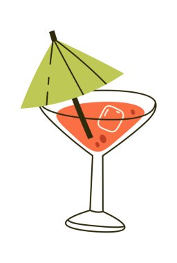 Buzlu Kokteyl Cam Vektör İllüstrasyonunda