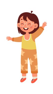 Mutlu Dalgalı Çocuk Vektör Resimleri