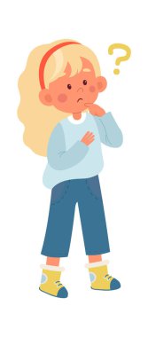 Çocuk Kız Sorgulama Vektörü İllüstrasyonu