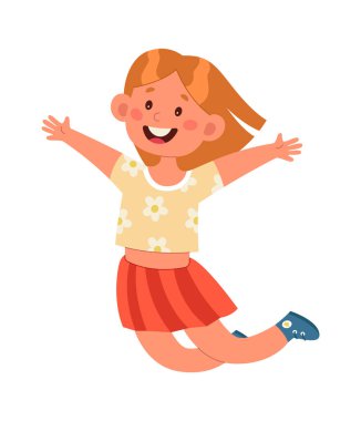 Zıplayan Çocuk Vektör İllüstrasyonu