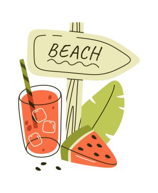 Karpuz Sahili Çizim Vektörü İllüstrasyonu